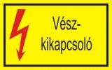 Vészkikapcsoló öntapadó felirat, sárga, 150x100mm