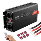 VEVOR 12V 230V 2000W tiszta szinuszos inverter LCD kijelzővel, USB és Type-C csatlakozóval távirányítóval közepes méretű háztartási gépekhez