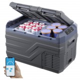 VEVOR 25 literes kétzónás kettős vezérlésű kompresszoros autós hűtőláda Bluetooth vezérléssel hordozható hűtőszekrény fagyasztó - NLS35