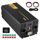 VEVOR tiszta szinuszhullámú inverter, 5000 watt, feszültségátalakító, DC 12V-ról AC 230V-ra autós inverter LCD kijelzővel, USB porttal és távirányítóval