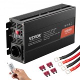 VEVOR Tiszta szinuszos inverter 12V 1000 W DC, AC 230 V feszültségátalakító 1 hálózati aljzattal, 1 USB porttal, 1 C típusú porttal, távirányítóval okos eszközökhöz