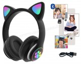 Vezeték nélküli Bluetooth fejhallgató cicafüles fekete MZS7FRGB