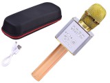 Vezeték Nélküli Karaoke Mikrofon Beépített Bluetooth Hangszóróval-Hangerő Szabályozó-Beépített Akkumulátor-Felvétel opció-USB kábel-Tokban-Arany