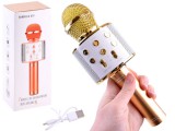 Vezeték Nélküli Karaoke Mikrofon Beépített Hangszóróval-Bluetooth-Hangerő Szabályozó-Beépített Li-ion Akkumulátor-Felvétel opció-Visszhang hatás-USB kábel-Arany