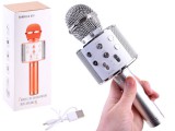 Vezeték Nélküli Karaoke Mikrofon Beépített Hangszóróval-Bluetooth-Hangerő Szabályozó-Beépített Li-ion Akkumulátor-Felvétel opció-Visszhang hatás-USB kábel-Ezüst