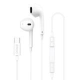 Vezetékes fülhallgató, headset, USB-C (Type-C) csatlakozóval, hangerőszabályzóval, fehér, Bwoo HF175