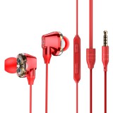 Vezetékes sztereó fülhallgató, 3.5 mm, mikrofon, hangerő szabályzó, Baseus Encok H10, piros, NGH10-09 (RS81373) - Fülhallgató