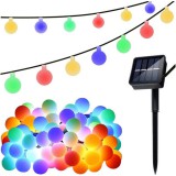 VG Napelemes dekor gömb kerti LED fényfüzér, színes, 40 db izzóval