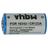 VHBW 16340 / CR123A akku, 3.6V, Li-ion, 700mAh