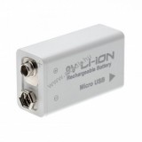 VHBW 9V Block akku Micro-USB aljzattal, 6F22, 6LR61, Li-Ion, 8.4V, 650mAh mikro USB kábellel
