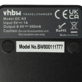 VHBW Akkumulátortöltő Canon LC-E17-et, VmicLink5 RX+ kamerákhoz stb. - 0,5 A, 8,4 V