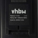 VHBW AL-KO Fűnyíró Akkumulátor 113280, 9113280, B150, 113124, 113126 - 3000mAh 36V Li-Ion, Fekete