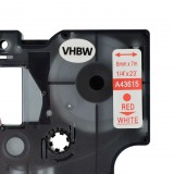 VHBW Dymo D1 Címkeszalag, 43615, 6 mm, Piros-Fehér
