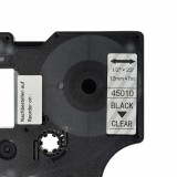 VHBW Dymo D1 Címkeszalag, 45010, 12 mm, Fekete-Átlátszó