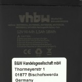VHBW Elektromos kéziszerszámgép akkumulátor Bosch GBM 12VE, ORGAPACK OR-T50, Signode BHC2300 eszközökhöz - 12V, Ni-MH, 1500mAh