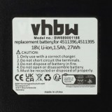 VHBW Elektromos kéziszerszámgép akkumulátor Einhell Power X-Change Agillo 18/200, Freelexo 1200 LCD multifunkcionális szerszámokhoz - 18V, Li-Ion, 1500mAh