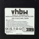 VHBW Elektromos kéziszerszámgép akkumulátor Einhell Power X-Change Agillo 18/200, Freelexo 1200 LCD multifunkcionális szerszámokhoz - 18V, Li-Ion, 2000mAh