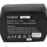 VHBW Elektromos kéziszerszámgép akkumulátor Metabo 6.25471.00, 6.2547, 6.25471, 6.25470.00 - 2100 mAh, 9.6 V, NiMH