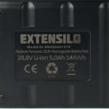 VHBW Elektromos kéziszerszámgép akkumulátor Panasonic EZ9L80, EY9L80B, EY9L80 akkumulátort – 5000 mAh, 28,8 V, Li-Ion