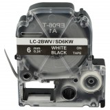 VHBW Epson LC-2BWV Címkeszalag - 6mm, Fehér-Fekete