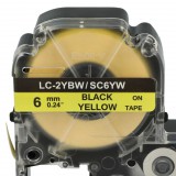 VHBW Epson LC-2YBW Címkeszalag, 6mm, Fekete-Sárga