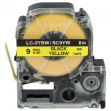 VHBW Epson LC-3YBW Címkeszalag - 9 mm, Fekete-Sárga