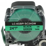 VHBW Epson LC-6GBP Címkeszalag, 24 mm, Fekete-Zöld