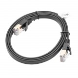 VHBW Ethernet Kábel Cat.7 - 1m, Fekete, Lapos
