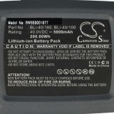 VHBW Gardena 9842, 9843-20, 28311, 9843 Fűnyíró Akkumulátor, 5000 mAh 40 V Li-Ion, Sötétszürke