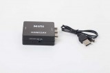 VHBW HDMI-Cinch Adapter, AV RCA Kompozit Konverter, Mini USB Kábel, Fekete