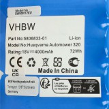 VHBW Husqvarna 580 68 33-01 Fűnyíró Akkumulátor - 4000 mAh 18 V Li-Ion