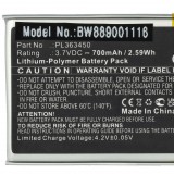 VHBW Vezeték nélküli fejhallgató akku a BlueParrott PL363450-hez - 700 mAh 3,7 V Li-polimer