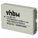 VHBW Videokamera akkumulátor Canon BP-110-hez - 800 mAh 3,7 V Li-Ion