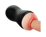 Vibeconnect - élethű száj és műpunci maszturbátor (natúr-fekete)