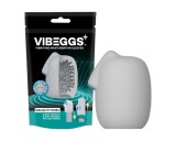 VIBEGGS Naughty Nubs - vibrációs tojás maszturbátor (fehér)