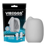 VIBEGGS Twisty Tongues - vibrációs tojás maszturbátor (fehér)