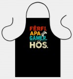 Vicces fekete kötény, férfi, apa, gamer, hős