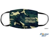 Vicces szájmaszk, terepszínű, vigyázzunk egymásra