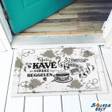 Vicces színes lábtörlő, Fekete kávé szürke reggelen