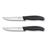 VICTORINOX Swiss Classic steak kés, recézett pengével (12 cm) 2 részes, fekete