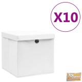 VID 10 db fehér fedeles tárolódoboz 28 x 28 x 28 cm