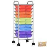 VID 10 fiókos mozgatható többszínű műanyag tárolókocsi