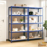 VID 2 db 5-szintes kék acél és szerelt fa tárolópolc