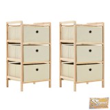 VID 2 db bézs cédrusfa tárolóállvány 3 db szövet kosárral