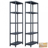 VID 2 db fekete műanyag tároló polc 125 kg 60 x 30 x 180 cm