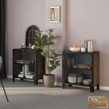 VID 2 db rusztikus barna fém és mdf tárolószekrény 72 x 36 x 82 cm