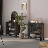 VID 2 db rusztikus barna fém és mdf tárolószekrény 72 x 36 x 82 cm