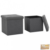 VID 2 db sötétszürke összecsukható művászon tárolóülőke