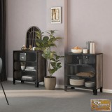 VID 2 db szürke fém és mdf tárolószekrény 72 x 36 x 82 cm