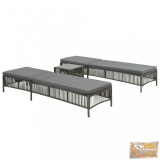 VID 2 db szürke polyrattan napozóágy asztalkával